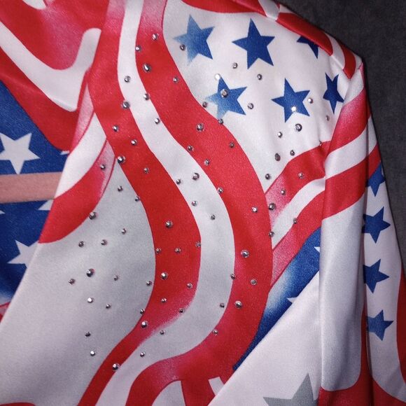 Banjo Dallas TX Vintage Rodeo Wear Stars and Stripes Zip Front Crop Top Size Med - Picture 5 of 8